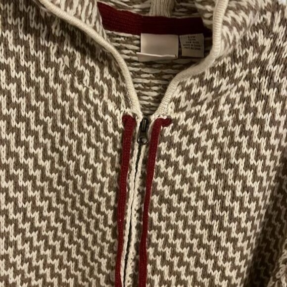 80% Lambswool  Hooded Cardigan Jacket Women's L, w/ Belt &‎ Zip Closure - Picture 2 of 16